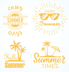 Fototapeta na wymiar Orange Summer Icons