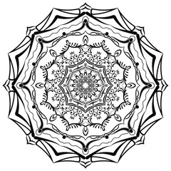 Black mandala on white background for packing, banner, flyer and print design. Workpiece for your design.	