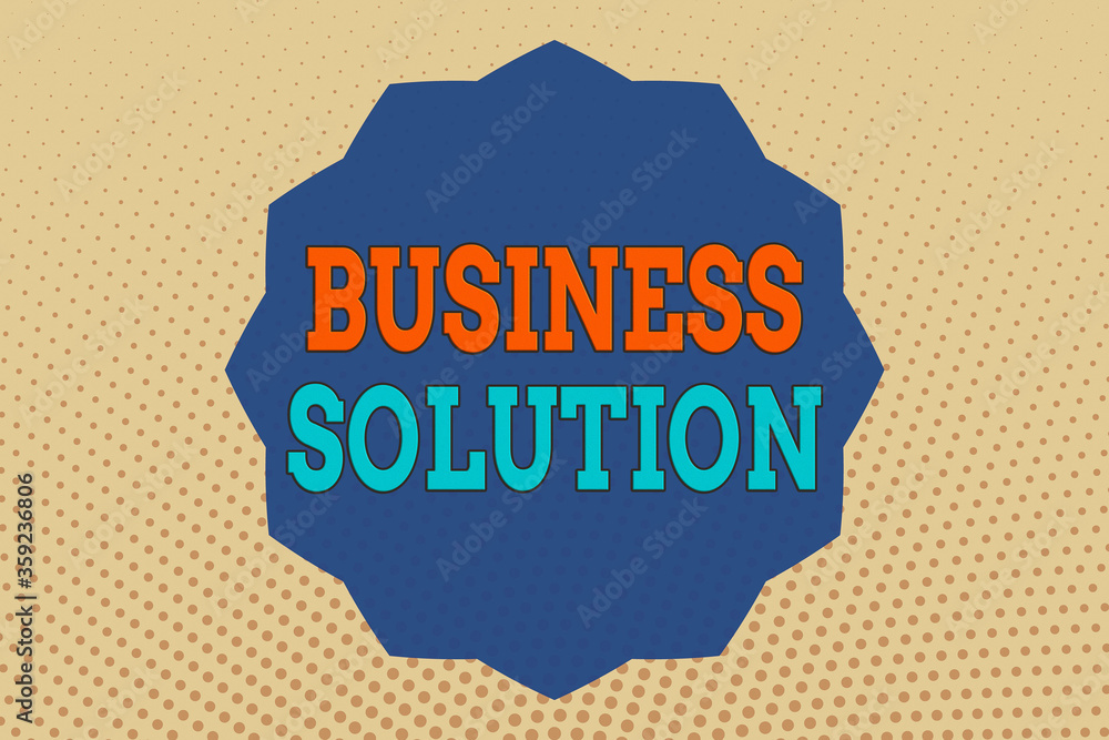 Aufkleber conceptual hand writing showing business solution. concept meaning combination of ideas to help comp