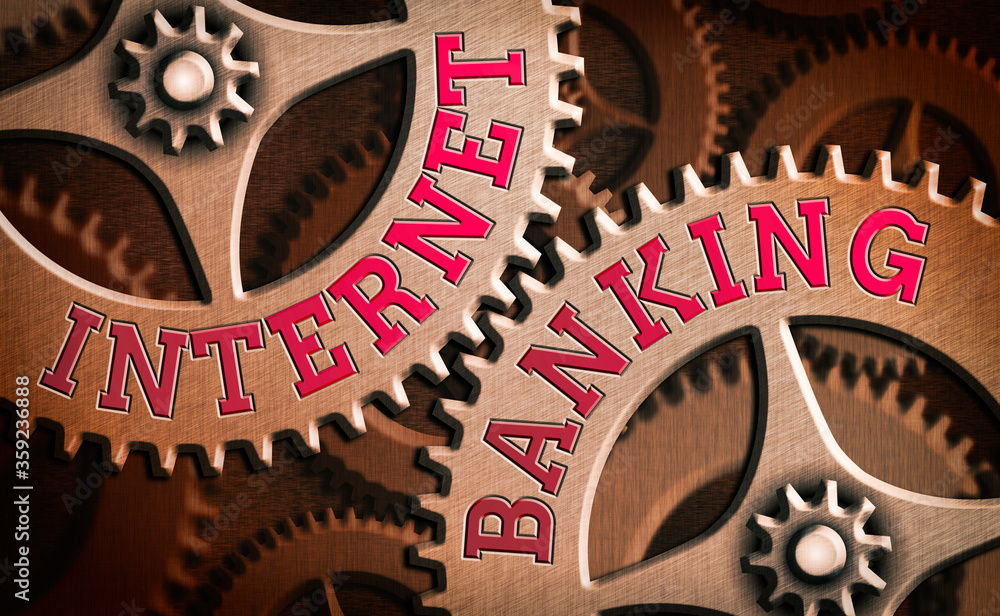 Poster writing note showing internet banking. business concept for a method of investment which is conducte