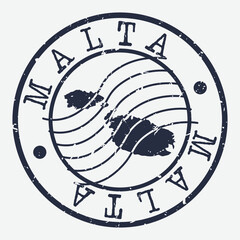 Naklejka na ściany i meble Malta Stamp Postal. Map Silhouette Seal. Passport Round Design. Vector Icon. Design Retro Travel.
