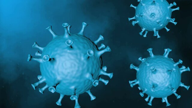 3D virus cells concept. Viral disease outbreak. Bacteria abstract background. Pathogen respiratory influenza. Flying Covid virus cells