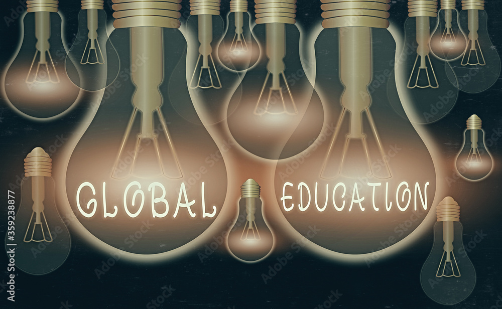 Poster writing note showing global education. business concept for interdisciplinary approach to learning c