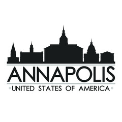 Annapolis Skyline Silhouette Design City Vector Art Famous Buildings