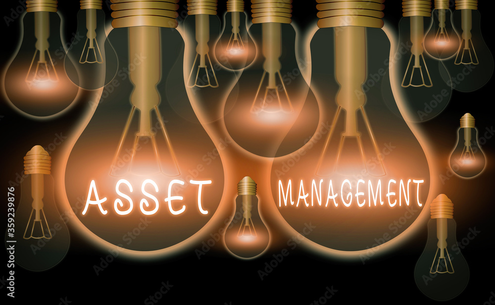 Poster writing note showing asset management. business concept for precise handling of resources for future