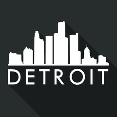Detroit Flat Icon Skyline Silhouette Design City Vector Art Famous Buildings