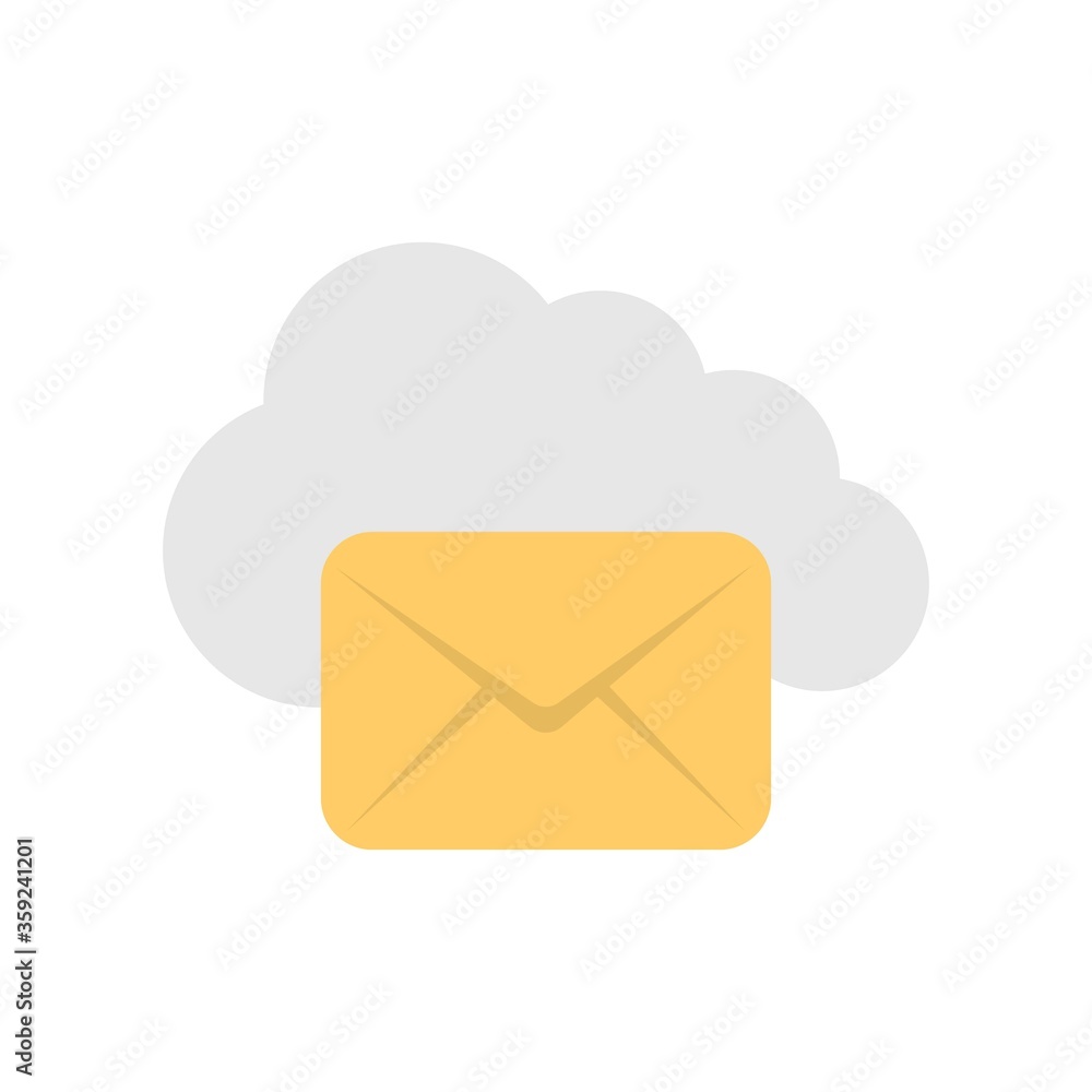 Poster cloud based email service icon illustration. cloud computing with envelope sign.