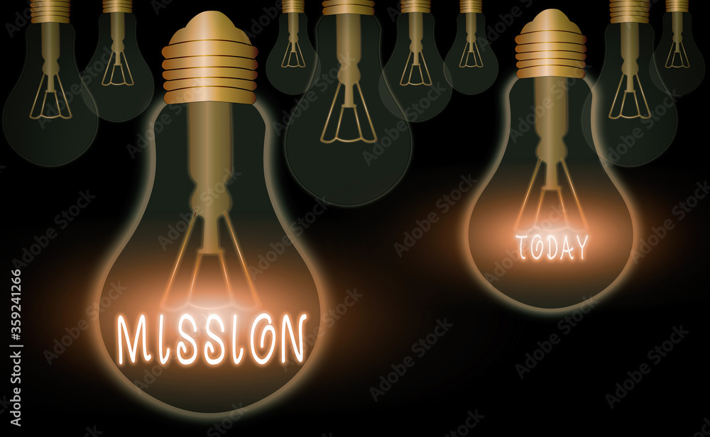 Aufkleber text sign showing mission. business photo showcasing important task are given to do one that involve