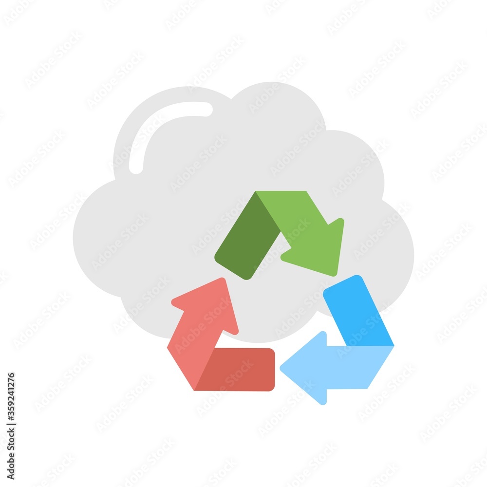 Poster cloud computing refresh icon illustration. cloud technology with recycle sign.