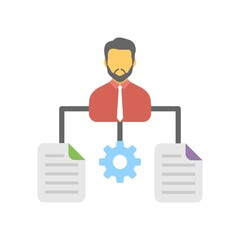 Data process management icon illustration in flat design style.