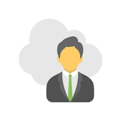 Businessman with cloud computing symbol. Flat business information systems icon.