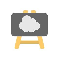 Cloud computing symbol on easel. Cloud presentation icon.