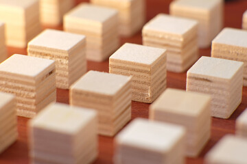 Wooden cube block with new normal word and business icon, business with social distancing personal hygiene  icon, Business concept growth success process