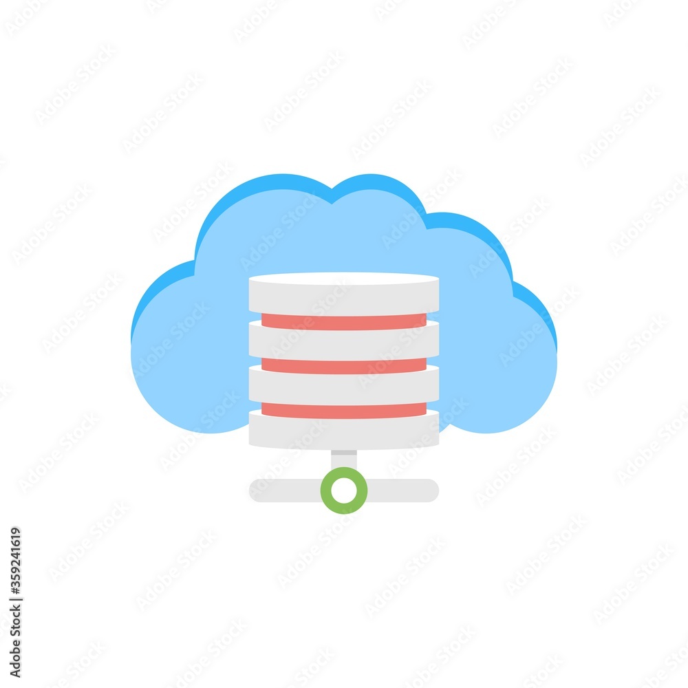 Poster cloud data storage icon illustration in flat design style. cloud hosting sign.
