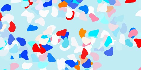 Light blue, red vector texture with memphis shapes.