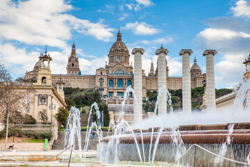 Fototapeta premium Magic Fountain of Montjuic and the Museu Nacional d'art de Catalunya