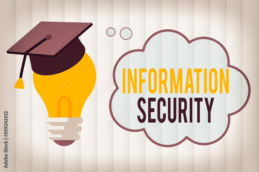 Poster text sign showing information security. business photo showcasing being protected against the illega