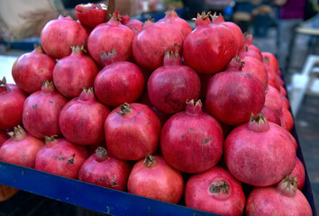 Fototapeta na wymiar Pomegranates at the market in Athens.