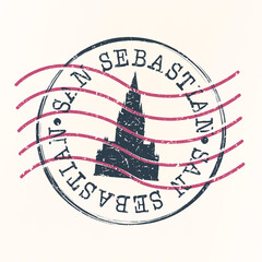 Fototapeta premium San Sebastian Spain Stamp Postal. Silhouette Seal. Passport Round Design. Vector Icon. Design Retro Travel. National Symbol.