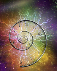 Spiral of time. Lightnings