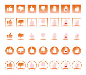 Fototapeta premium Hände, Icon-Set, orange-rosé, Vektor