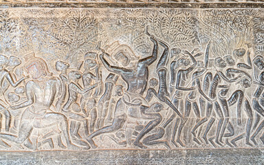 Hindu wall carvings at Angkor Wat