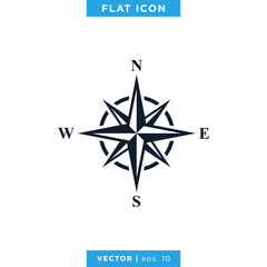 Wind rose compass icon vector logo design template