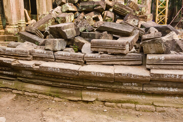 ruins in the heart of the Ta Prohm temple in siem reap, Cambodia
