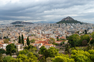 City of Athens, Greece view from sky, Bird Eye view, drone shot