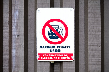 Alcohol maximum fine if drinking consumption prohibited in public sign