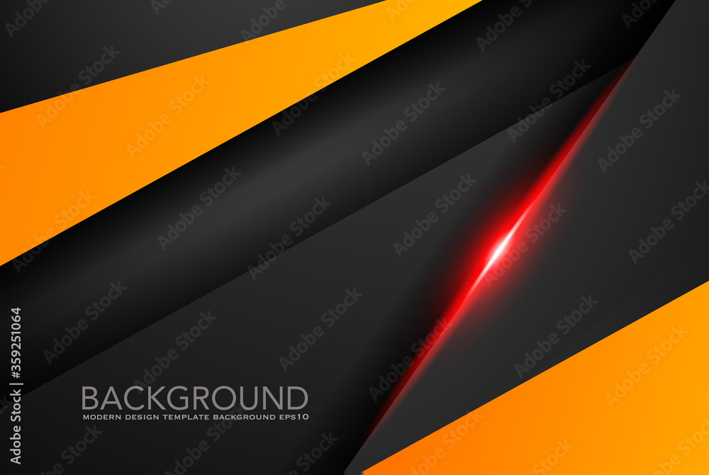 Poster black and orange triangle geometric vector background with black element and space for text and back