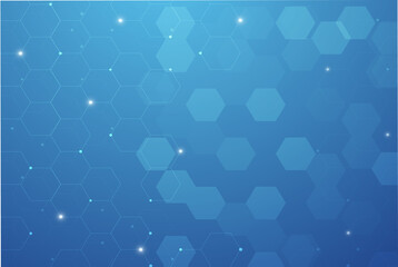 abstract background blue bokeh. texture, blue blurry background , Abstract geometric hexagons shape medicine and science concept background
