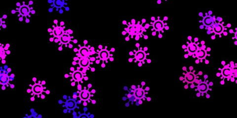 Dark purple, pink vector texture with disease symbols.