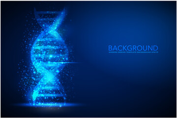 Blue DNA sequence glitter shiny vector illustration. polygonal , technology , networking , Science molecule structure background background. Vector eps10.
