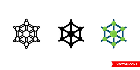 Graphene icon of 3 types. Isolated vector sign symbol.