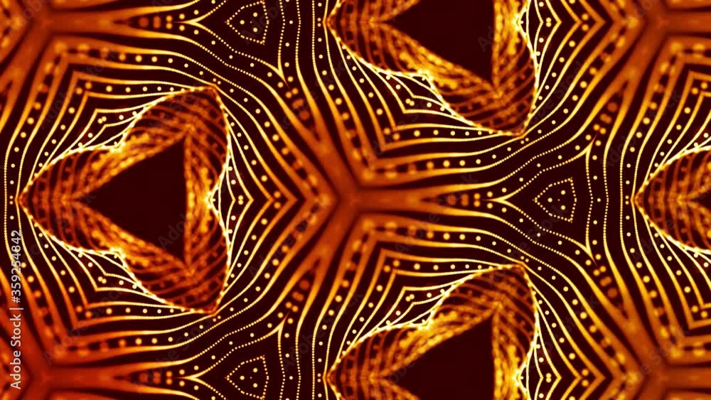 Aufkleber abstraction of microworld of nanotechnology. 4k looped sci-fi 3d background with glow gold particles