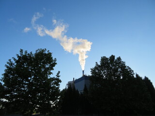 Fireplace releasing large quantities of smoke lost in the atmosphere