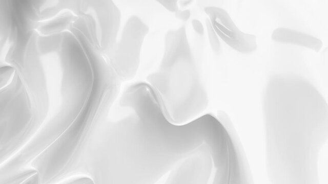 White smooth glossy abstract elegant liquid animation background. White lava, cream, latex, lacquer, varnish wave. Seamless looping animation
