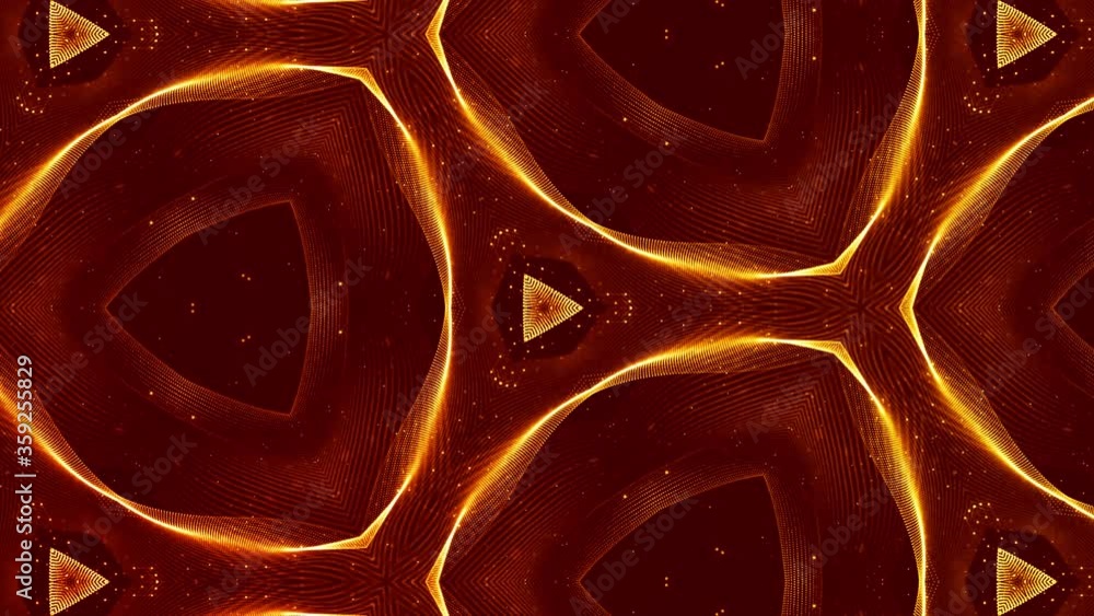 Aufkleber abstraction of microworld of nanotechnology. 4k looped sci-fi 3d background with glow gold particles