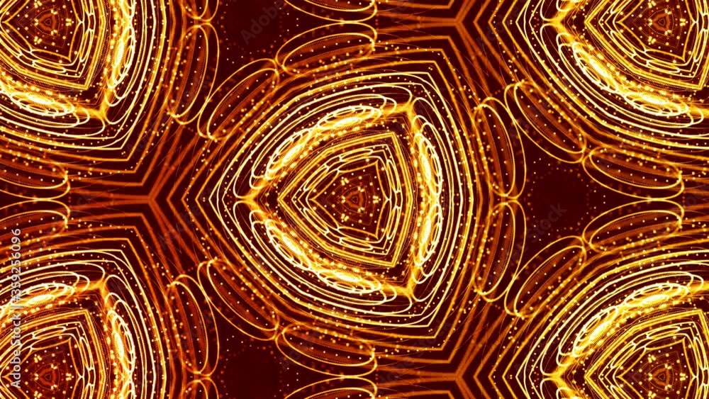 Aufkleber abstraction of microworld of nanotechnology. 4k looped sci-fi 3d background with glow gold particles