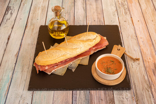 image of sandwich on slate plate