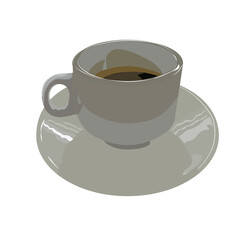 Vector illustration of a Cup of strong coffee. A small Cup of black espresso. Hot drink on the Eastern fried in grains. Isolated coffee logo on a white background