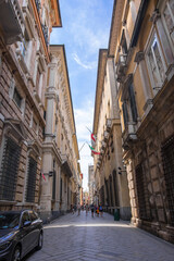Fototapeta na wymiar Via Giuseppe Garibaldi in the historical centre of Genoa