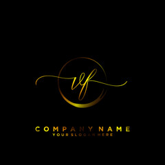 VF Initial handwriting logo vector	
