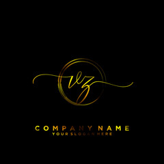 VZ Initial handwriting logo vector	
