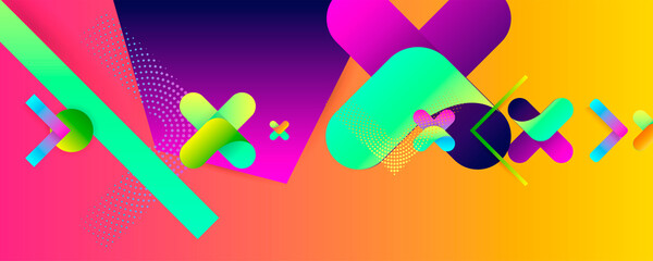 Summer Bright juicy colors background with geometric elements, lines and dots for text, universal design, banner concept