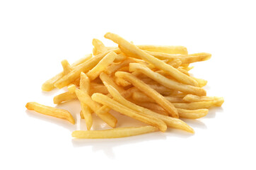 pile of french fries on a white background