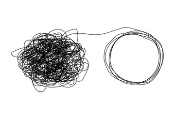 psychotherapy tangle conceptlogo icon vector. abstract sketch untangle problem. chaos brain solution coach. transform mentor. change coaching. online order evolution. creative doodle illustration.