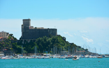 medieval castle on the dea in Italy