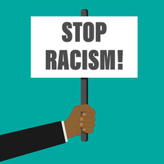 anti racism vector banner. black lives matter. stop racist. racial diversity race concept. together against racial discrimination, inequality. people equality. cant breath idea. on white background